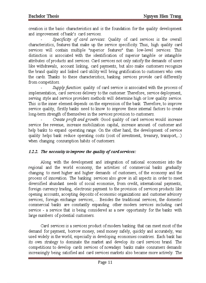 image for page Improving the quality of card services at No. 1 Center Transaction Branch of the Joint Stock Commercial Bank for Investment and Development of Vietnam (BIDV)