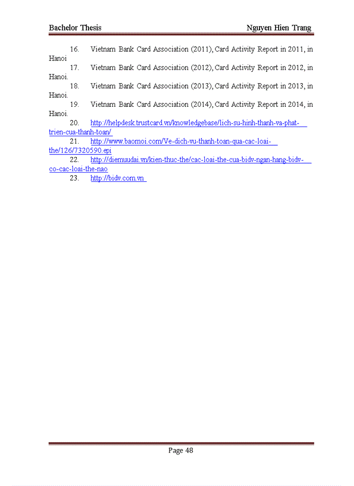 image for page Improving the quality of card services at No. 1 Center Transaction Branch of the Joint Stock Commercial Bank for Investment and Development of Vietnam (BIDV)