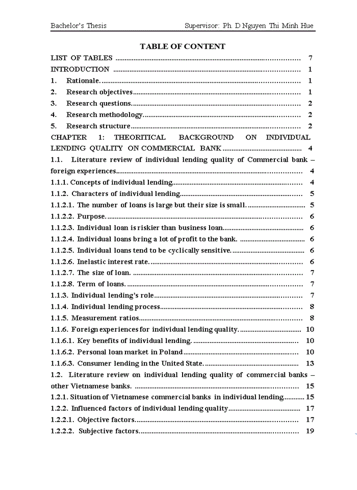 image for page Enhancing individual lending quality at viet nam thuong tin commercial joinst stock bank- hanoi branch