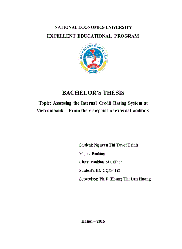 Assessing the Internal Credit Rating System at Vietcombank – From the viewpoint of external auditors