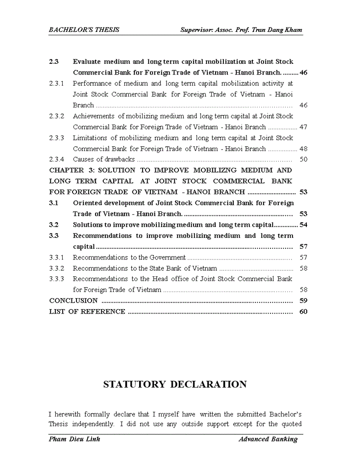 image for page Improving medium and long term capital mobilization at joint stock commercial bank for foreign trade of vietnam – hanoi branch