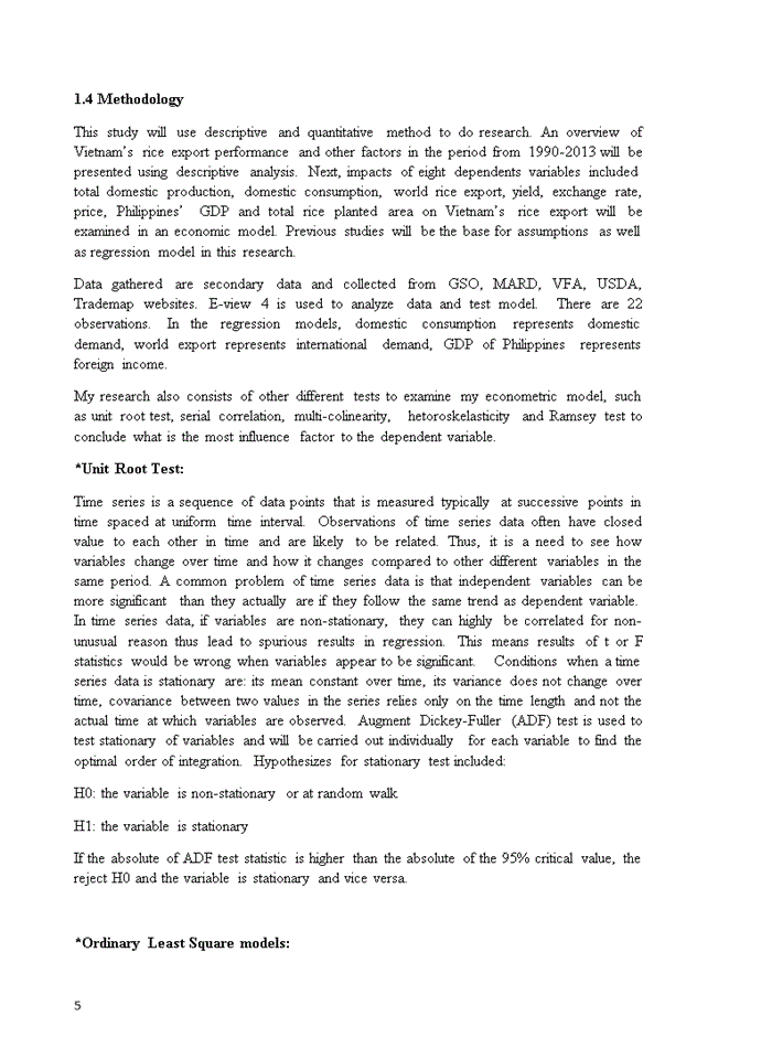 image for page Discuss on economic analysis of determinants of rice export in vietnam from 1990-2013