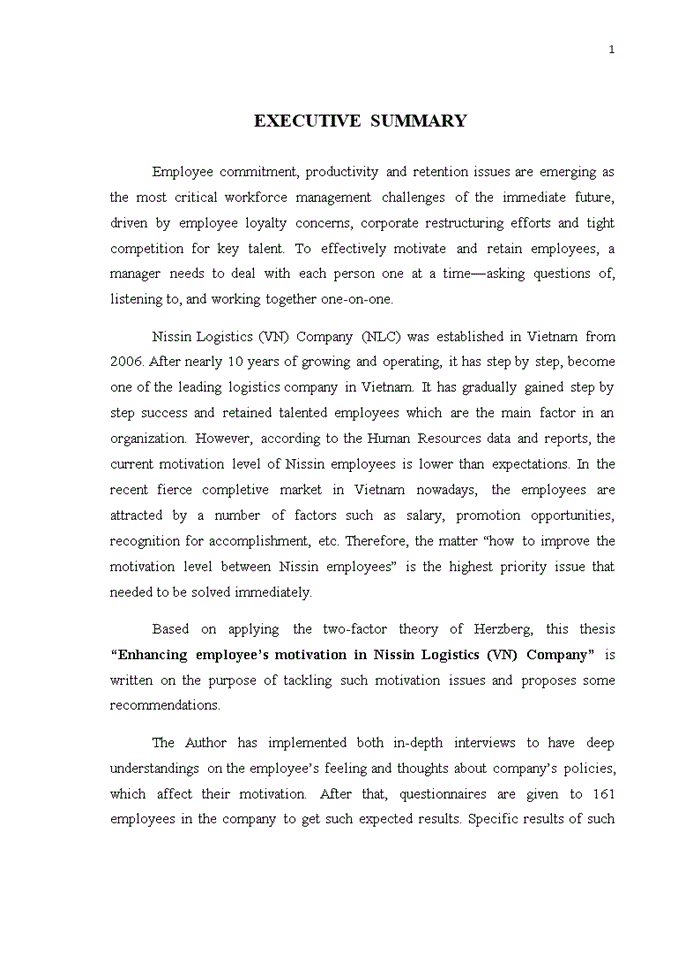 image for page Enhancing employee’s motivation in nissin logistics (vn) company