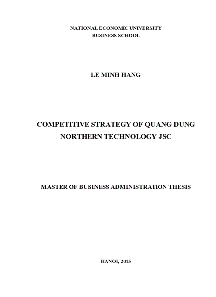 Competitive strategy of quang dung northern technology jsc