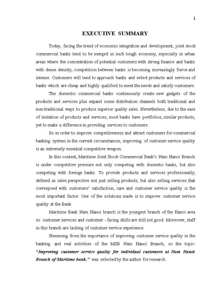 image for page Improving customer service quality for individual customers at nam hanoi branch of maritime bank