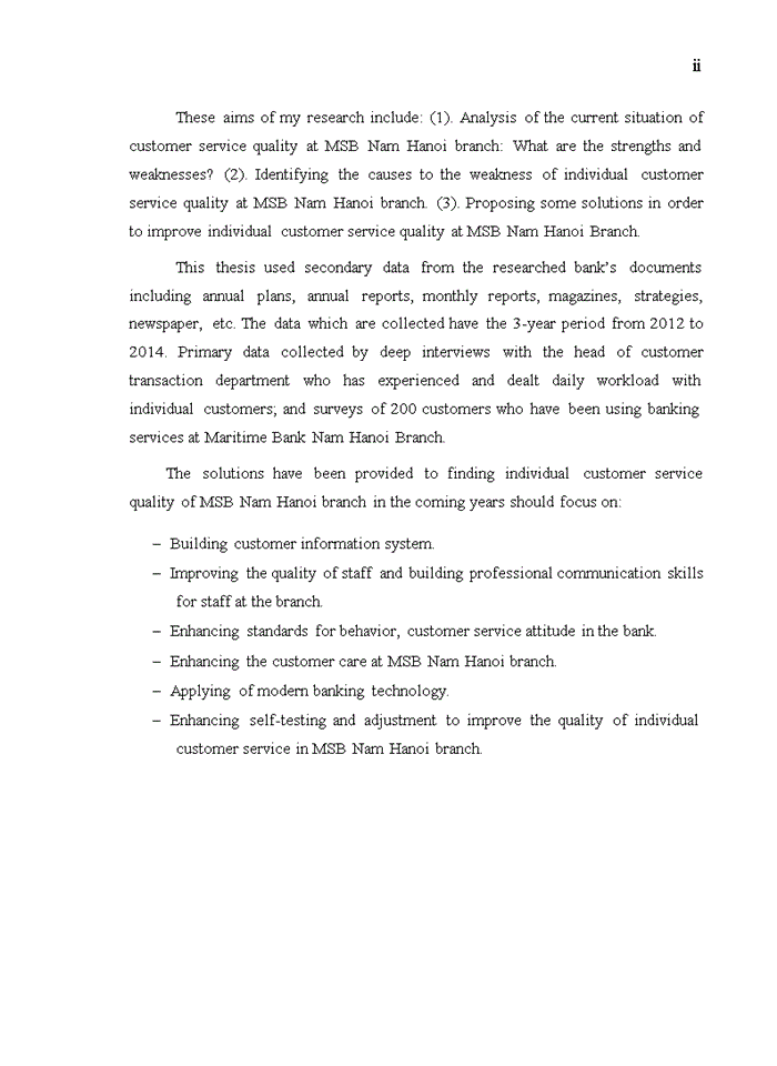 image for page Improving customer service quality for individual customers at nam hanoi branch of maritime bank