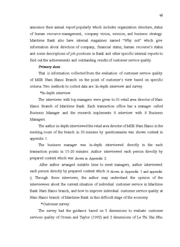 image for page Improving customer service quality for individual customers at nam hanoi branch of maritime bank