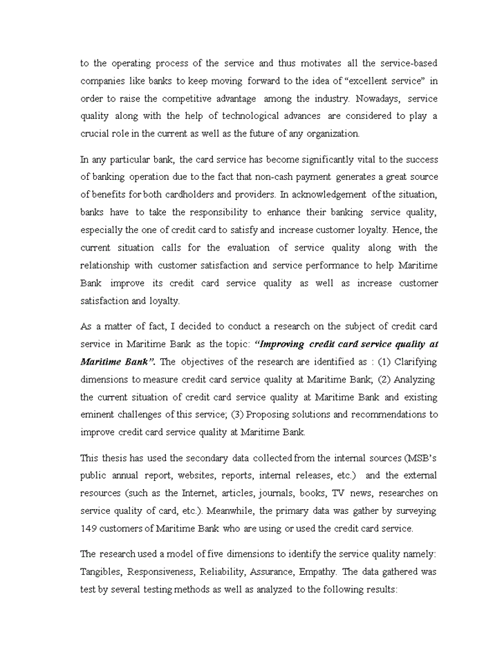 image for page Improving credit card service quality at maritime bank