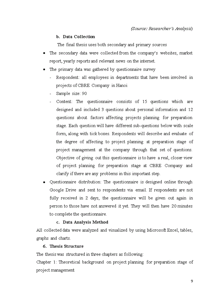 image for page Project planning for preparation stage of project management at cbre company in hanoi