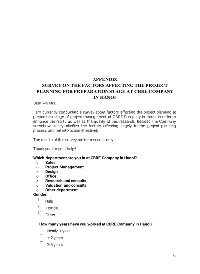 image for page Project planning for preparation stage of project management at cbre company in hanoi