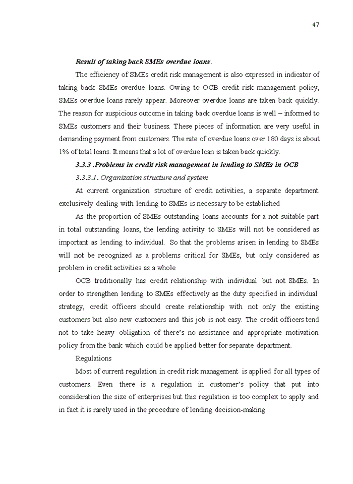 image for page Credit risk management in lending to SMEs at OCB