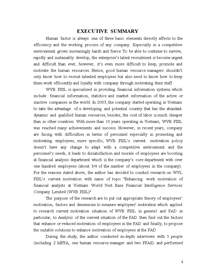 image for page Enhancing work motivation of financial analysts at vietnam world vest base financial intelligence services company limited