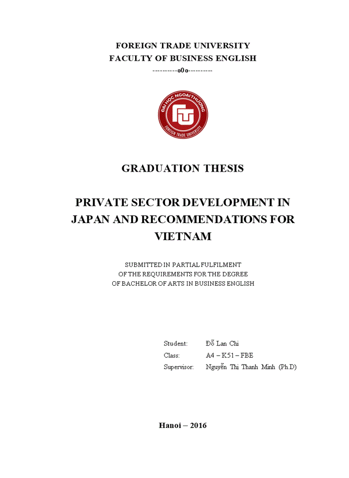 PRivate sector development in japan and recommendations for vietnam