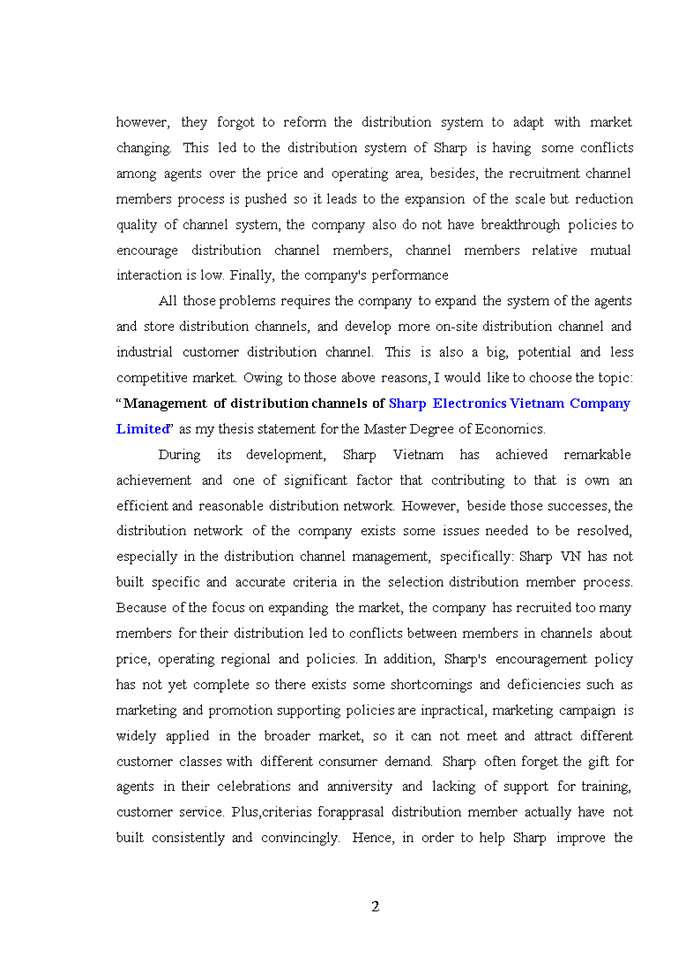 image for page Management of distribution channels of sharp electronics viet nam company limited