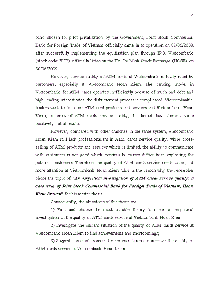 image for page An empritical investigation of atm cards service quality: a case study of joint stock commercial bank for foreign trade of vietnam, hoan kiem branch