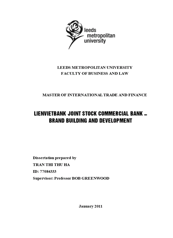Lienvietbank joint stock commercial bank –brand building and development