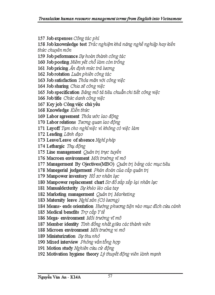 image for page Translation human resource management terms from English into Vietnamese