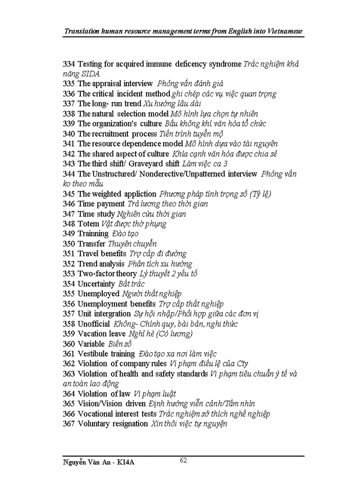 image for page Translation human resource management terms from English into Vietnamese