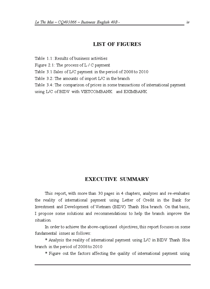 image for page Solutions to enhance the quality of international payment services using Letter of Credit in the Bank for Investment and Development Thanh Hoa branch