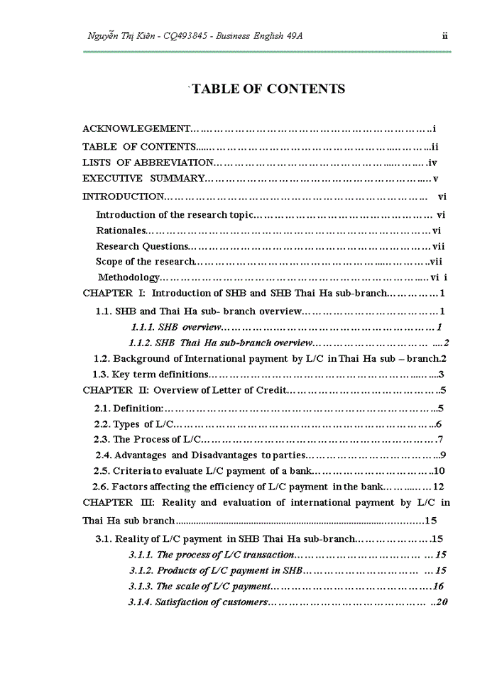 Recomemdations to enhance international payment by l/c in sai gon – ha noi joint stock commercial bank, thai ha sub-branch