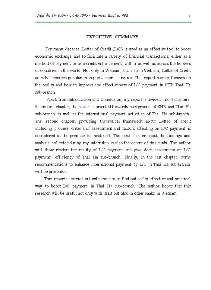 image for page Recomemdations to enhance international payment by l/c in sai gon – ha noi joint stock commercial bank, thai ha sub-branch