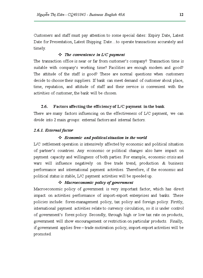 image for page Recomemdations to enhance international payment by l/c in sai gon – ha noi joint stock commercial bank, thai ha sub-branch