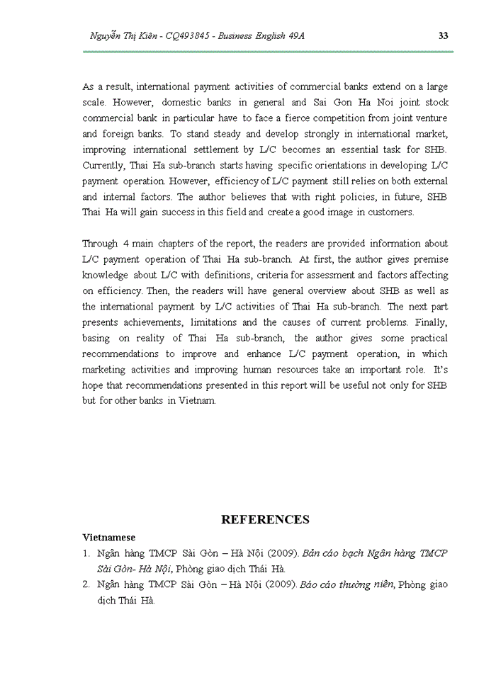 image for page Recomemdations to enhance international payment by l/c in sai gon – ha noi joint stock commercial bank, thai ha sub-branch