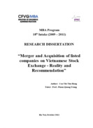 Merger and Acquisition of listed companies on Vietnamese Stock Exchange - Reality and Recommendation
