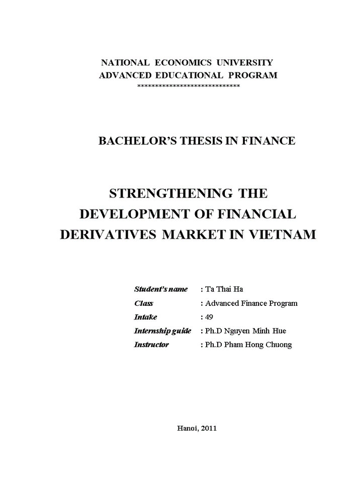 Strengthening the development of financial derivatives market in vietnam