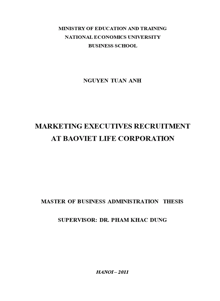 Marketing executives recruitment at baoviet life corporation