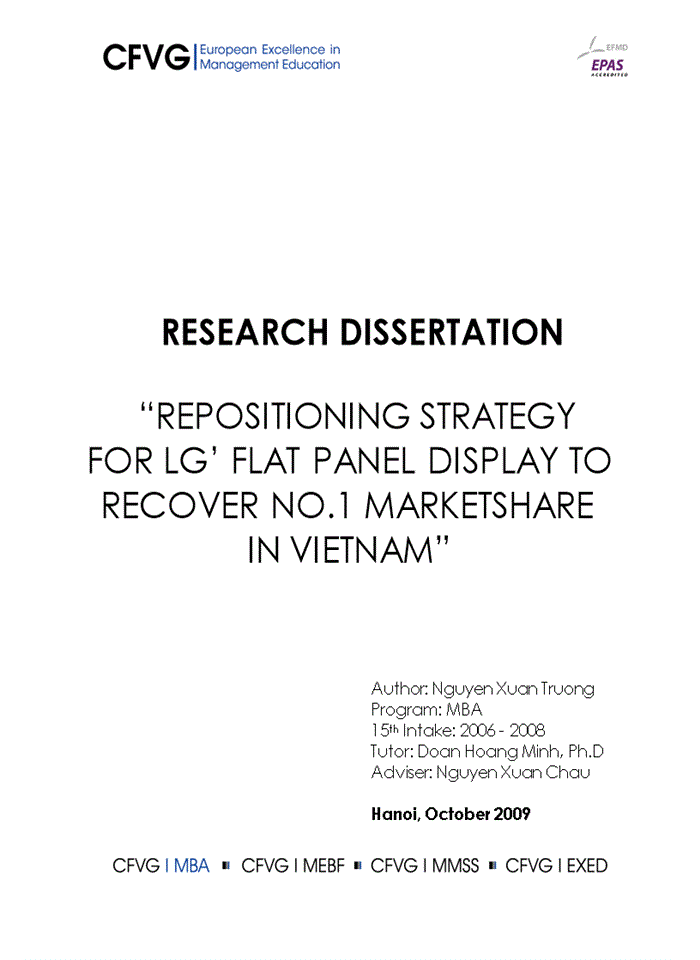 Repositioning strategy for lg’ flat panel display to recover no.1 marketshare in vietnam