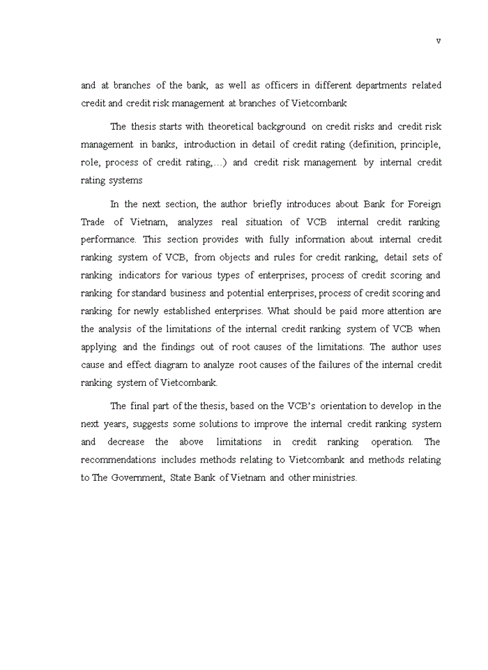 image for page Improving The Credit Ranking system for enterprises in Bank for Foreign Trade of Vietnam