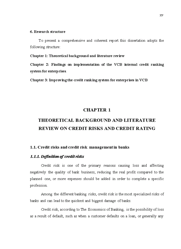 image for page Improving The Credit Ranking system for enterprises in Bank for Foreign Trade of Vietnam