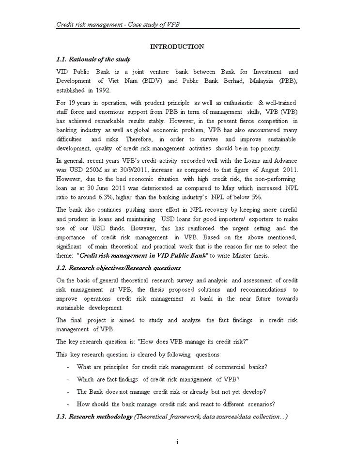 image for page Credit risk management - Case study of VPB