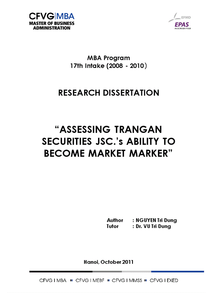 Assessing trangan securities jsc.’s ability to become market marker