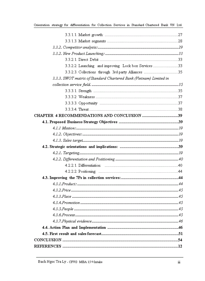 image for page Orientation strategy for differentiation for Collection Services in Standard Chartered Bank VN Ltd.