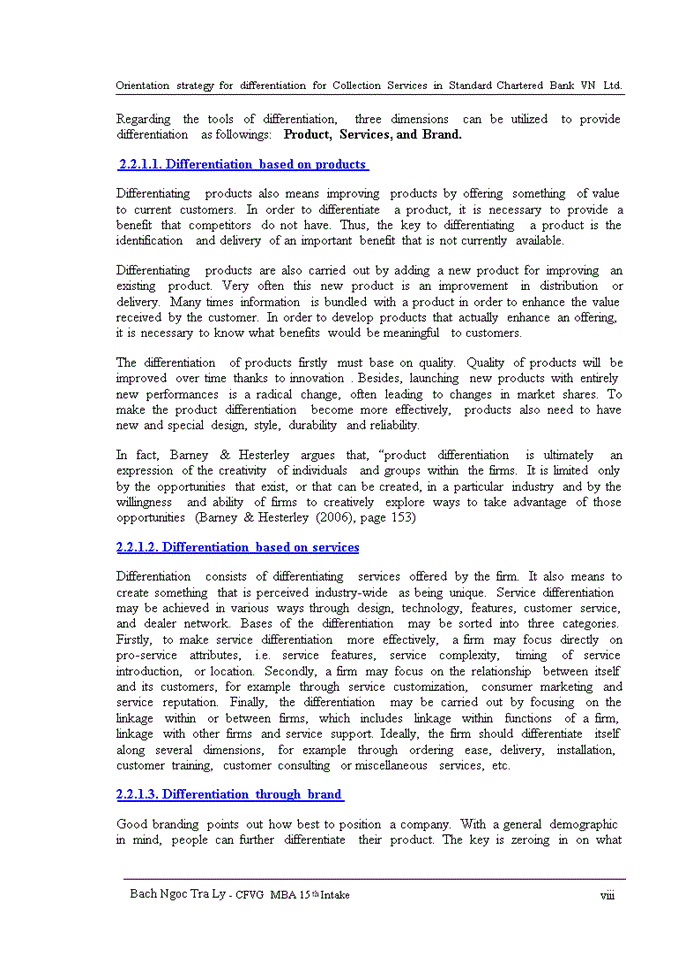 image for page Orientation strategy for differentiation for Collection Services in Standard Chartered Bank VN Ltd.