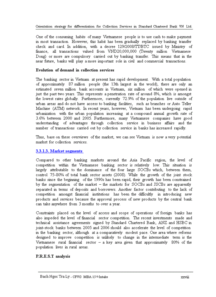 image for page Orientation strategy for differentiation for Collection Services in Standard Chartered Bank VN Ltd.