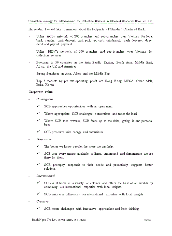 image for page Orientation strategy for differentiation for Collection Services in Standard Chartered Bank VN Ltd.