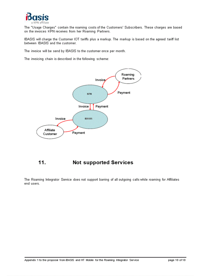 image for page Appendix 1 to the proposal from iBASIS and HT Mobile for the Roaming Integrator Service