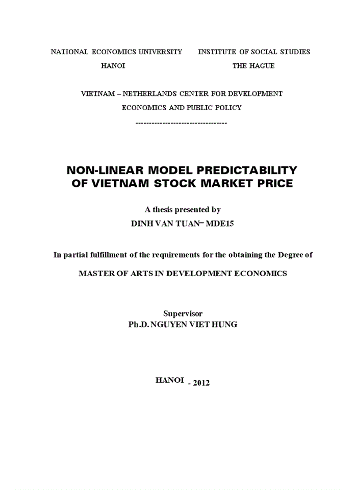 Non-linear model predictability of Vietnam stock market price