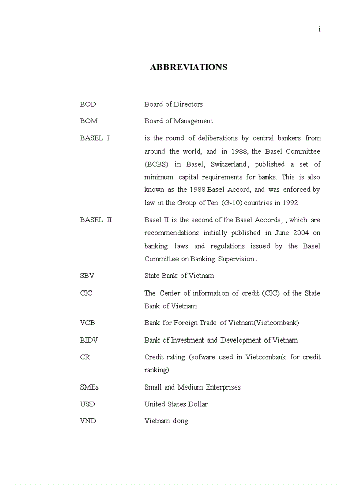 Improving The Credit Ranking system for enterprises in Bank for Foreign Trade of Vietnam