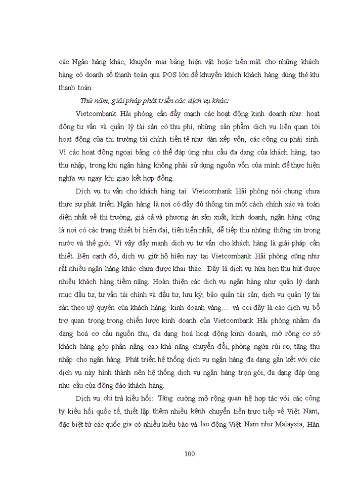 image for page Giải pháp phát triển dịch vụ phi tín dụng tại Ngân hàng TMCP Ngoại thương Hải phòng