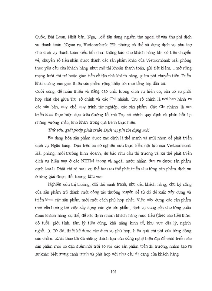 image for page Giải pháp phát triển dịch vụ phi tín dụng tại Ngân hàng TMCP Ngoại thương Hải phòng