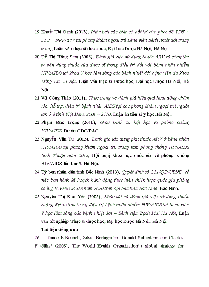 image for page Luận văn thạc sĩ dược học đánh giá tình hình sử dụng thuốc arv trong điều trị HIV/AIDS tại phòng khám ngoại trú bệnh viện đa khoa tỉnh bắc ninh