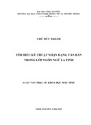 Luận văn thạc sĩ khoa học máy tính tìm hiểu kỹ thuật nhận dạng văn bản trong lớp ngôn ngữ la tinh