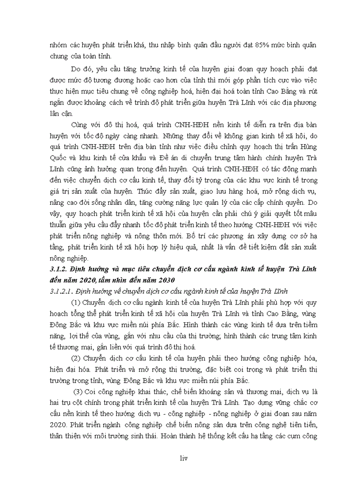 image for page Luận văn thạc sỹ kinh doanh và quản lý Định hướng chuyển dịch cơ cấu ngành kinh tế huyện trà lĩnh, tỉnh cao bằng đến năm 2020 tầm nhìn đến năm 2030
