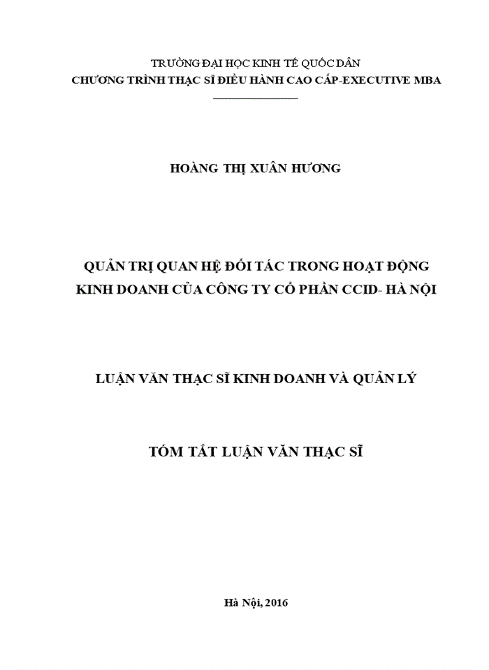 image for page Luận văn thạc sỹ kinh doanh và quản lý quản trị quan hệ đối tác trong hoạt động kinh doanh của công ty cổ phần CCID- HÀ NỘI