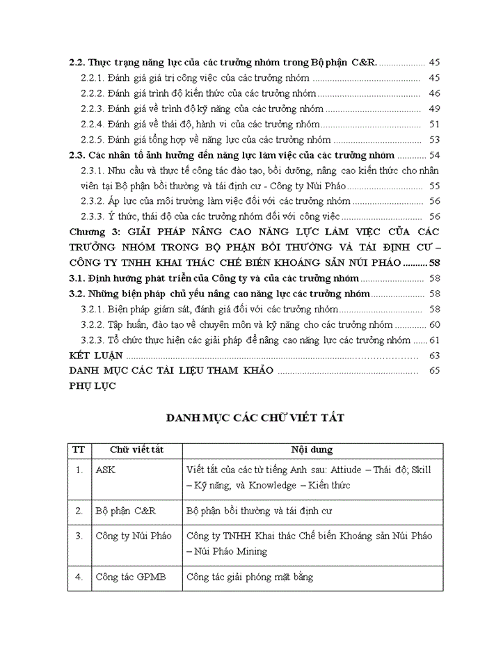 image for page Luận văn thạc sỹ kinh doanh và quản lý nâng cao năng lực làm việc của các trưởng nhóm trong bộ phận bồi thường và tái định cư - công ty khai thác chế biến khoáng sản núi pháo, huyện đại từ, tỉnh thái nguyên