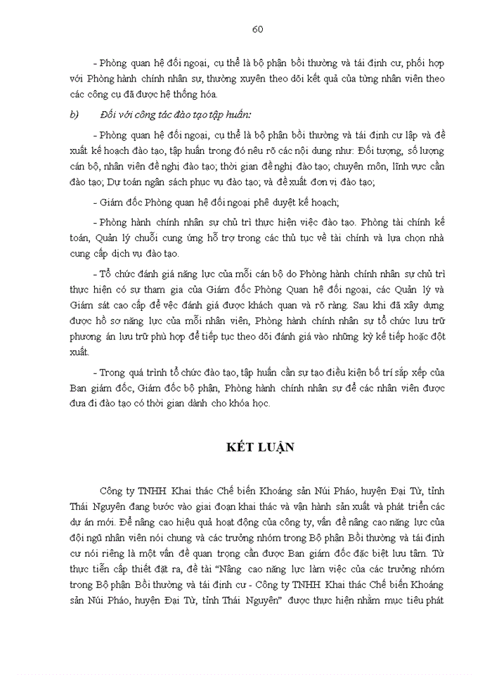image for page Luận văn thạc sỹ kinh doanh và quản lý nâng cao năng lực làm việc của các trưởng nhóm trong bộ phận bồi thường và tái định cư - công ty khai thác chế biến khoáng sản núi pháo, huyện đại từ, tỉnh thái nguyên